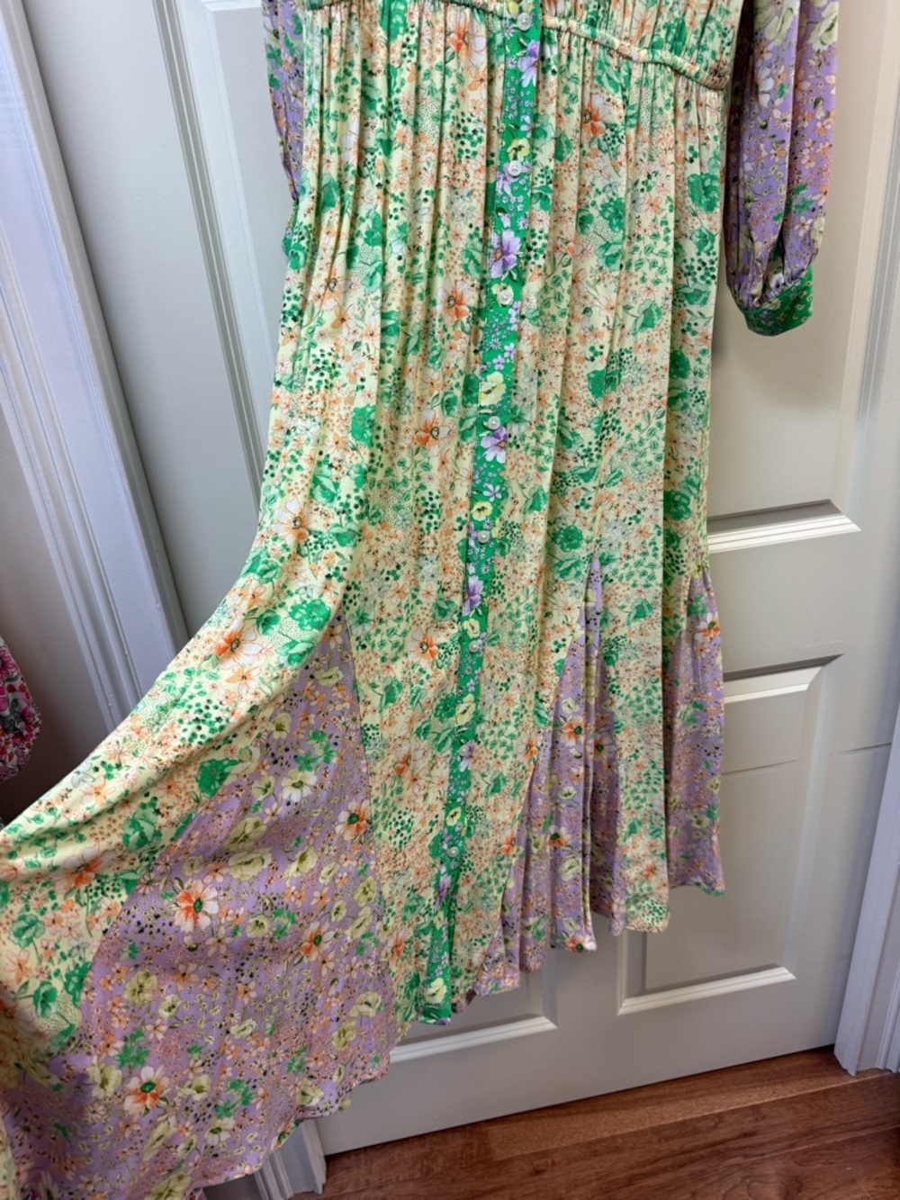 LOFT Green and Lavender Floral Button-Up Dress - Picture 6 of 7